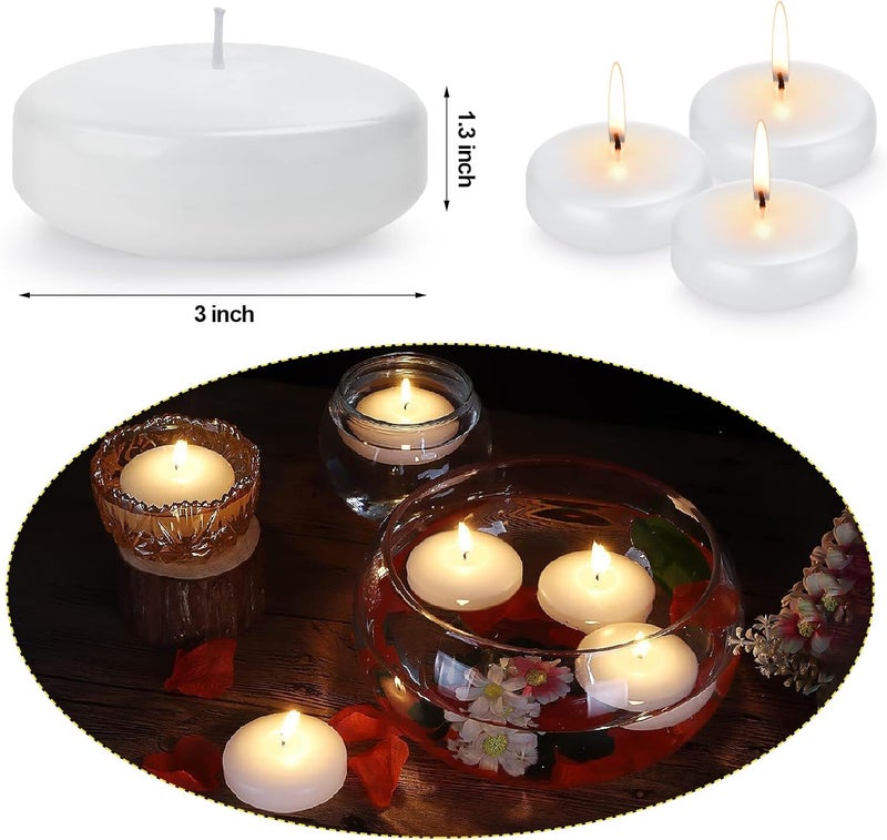 Baikaraer Floating Candles 3 Inch Unscented Dripless Wax 13-15Hours Burning, 12 Pack Wedding Party Candles,for Centerpieces Suitable for Cylindrical Vases,Swimming Pool,Restaurant Decoration(White) - Image 3